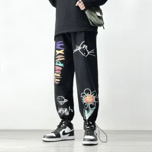 hiphop pants male hip-hop hip-hop oversize sports pants hip-hop graffiti casual pants