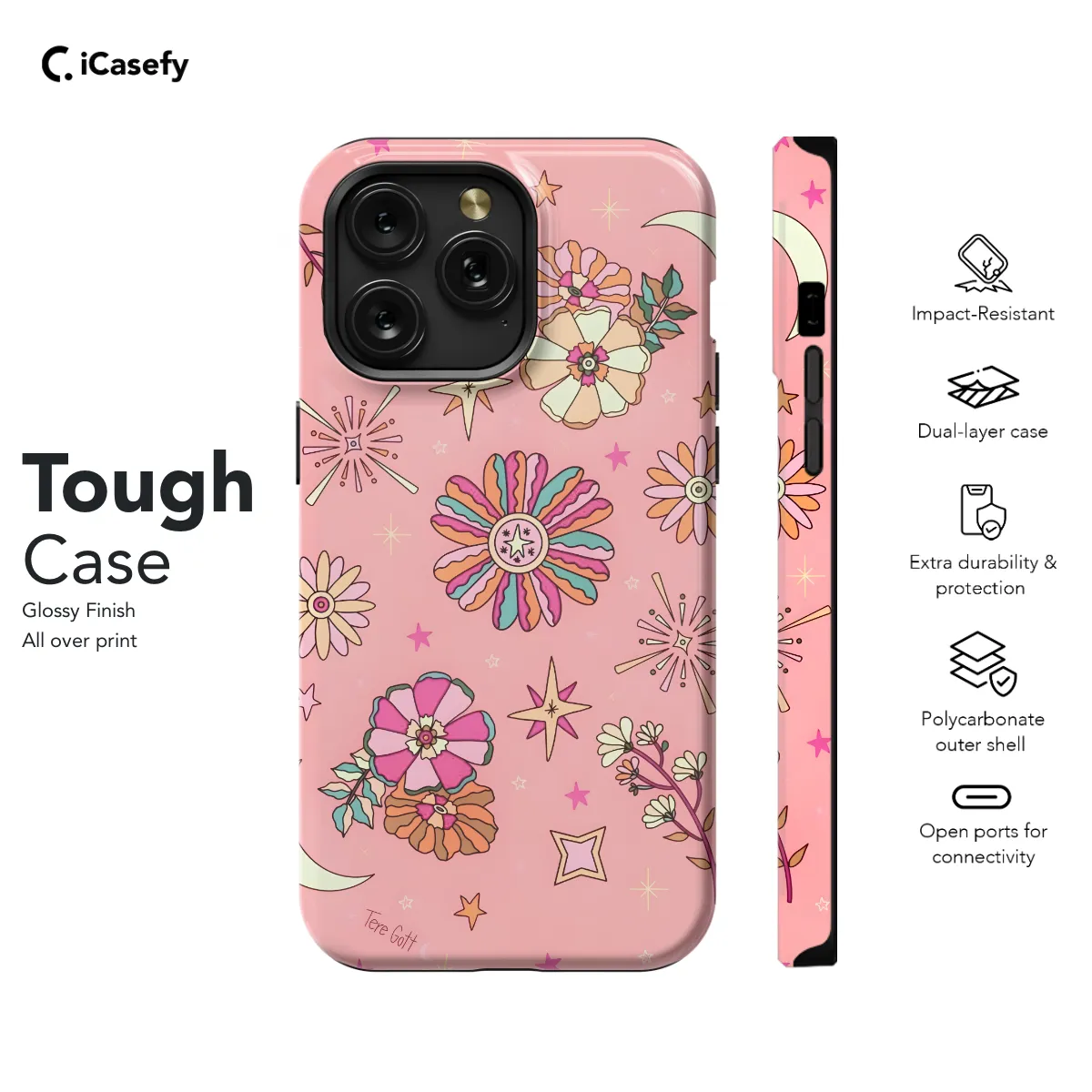 Hippie Groovy Flower Phone Case Cover for iPhone, Samsung, Pixel, Google, Protective, Shockproof, Slim, Durable, Flower Mandala, Retro, Woodstock Design 610