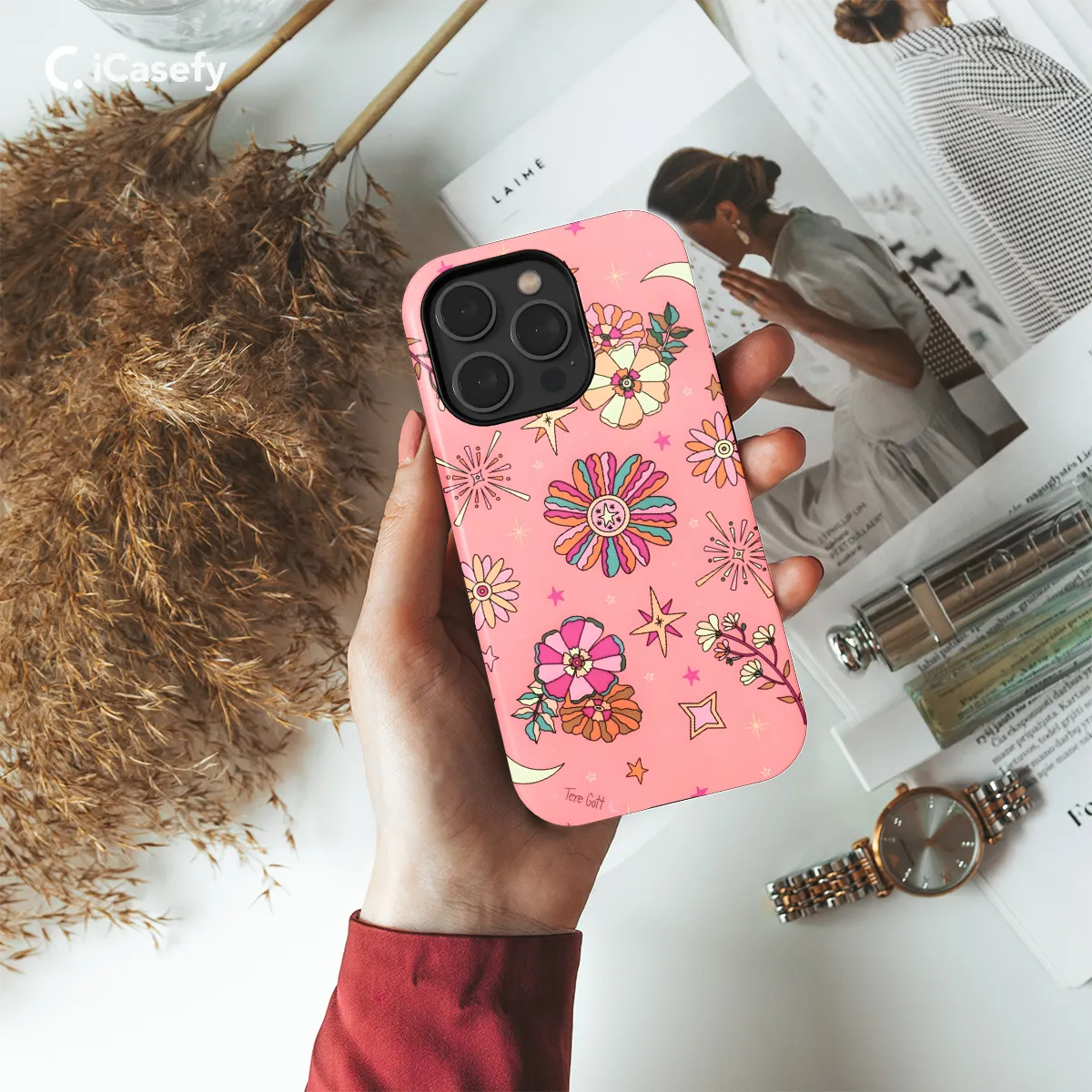 Hippie Groovy Flower Phone Case Cover for iPhone, Samsung, Pixel, Google, Protective, Shockproof, Slim, Durable, Flower Mandala, Retro, Woodstock Design 610