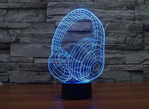 Hologram 3D - Head Phones Hologram LED Night Light Lamp - Color Changing