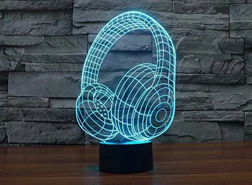 Hologram 3D - Head Phones Hologram LED Night Light Lamp - Color Changing