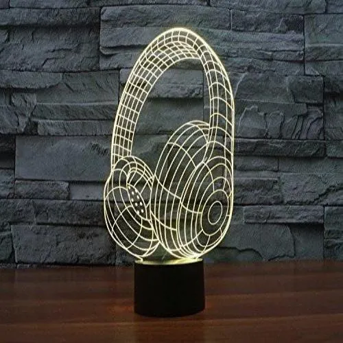 Hologram 3D - Head Phones Hologram LED Night Light Lamp - Color Changing