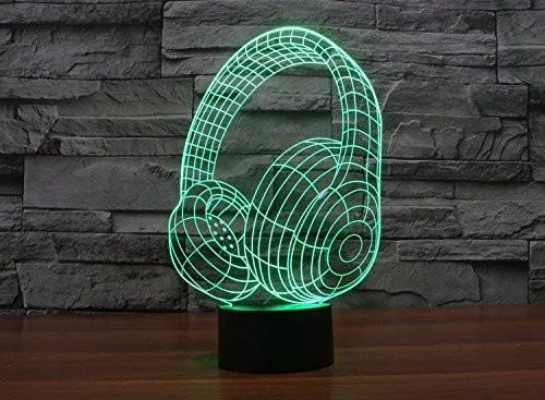Hologram 3D - Head Phones Hologram LED Night Light Lamp - Color Changing