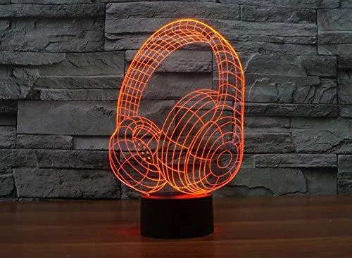 Hologram 3D - Head Phones Hologram LED Night Light Lamp - Color Changing