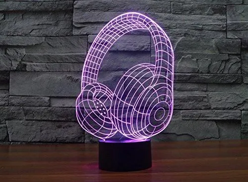 Hologram 3D - Head Phones Hologram LED Night Light Lamp - Color Changing