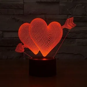 Hologram Lamp - Heart Love Hologram LED Night Light Lamp - Color Changing