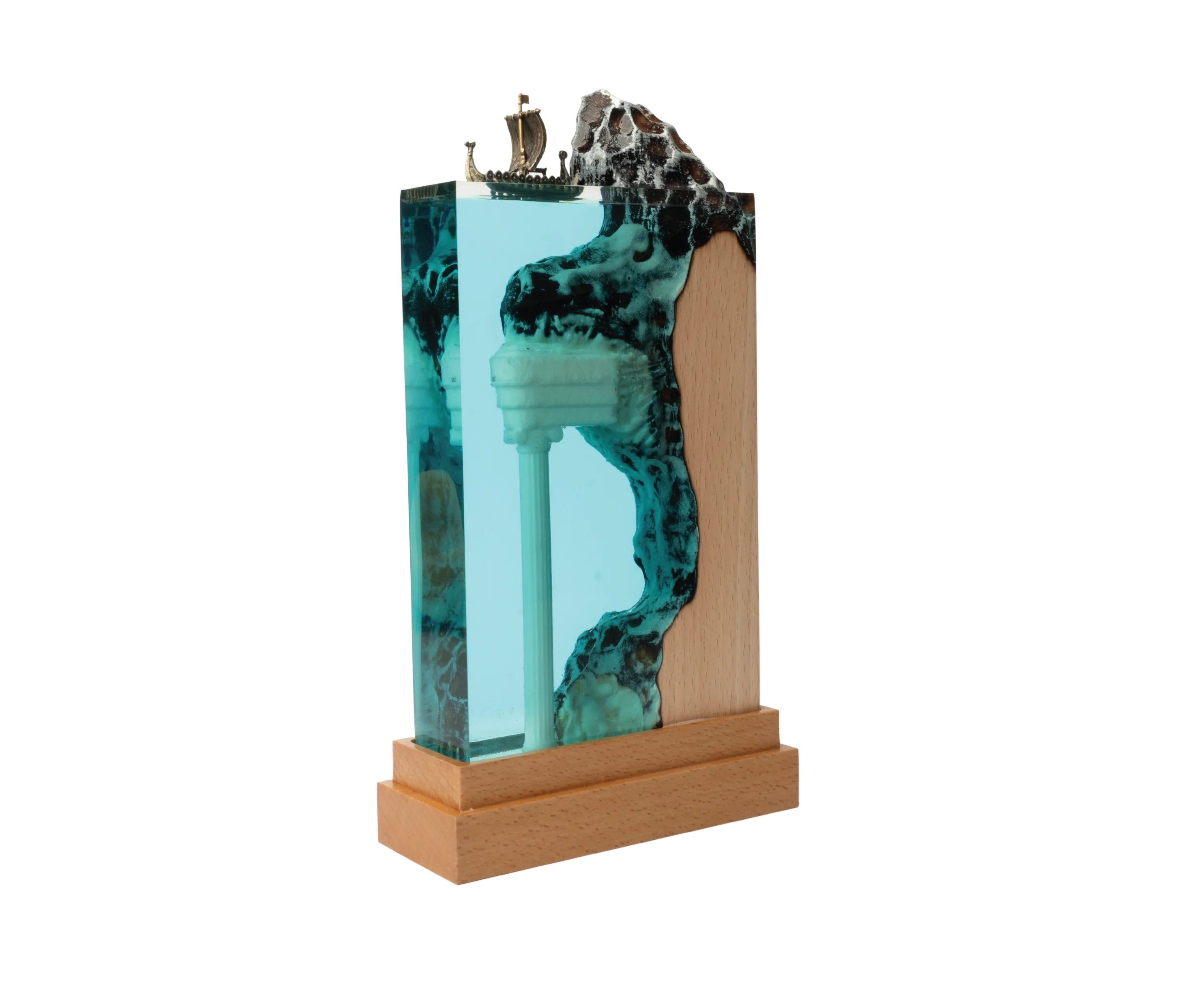 Homemade Wood & Resin Lamp with rockery, Italian Style.. Made for parashuteHome