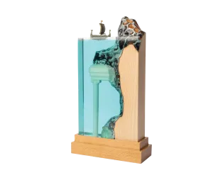 Homemade Wood & Resin Lamp with rockery, Italian Style.. Made for parashuteHome