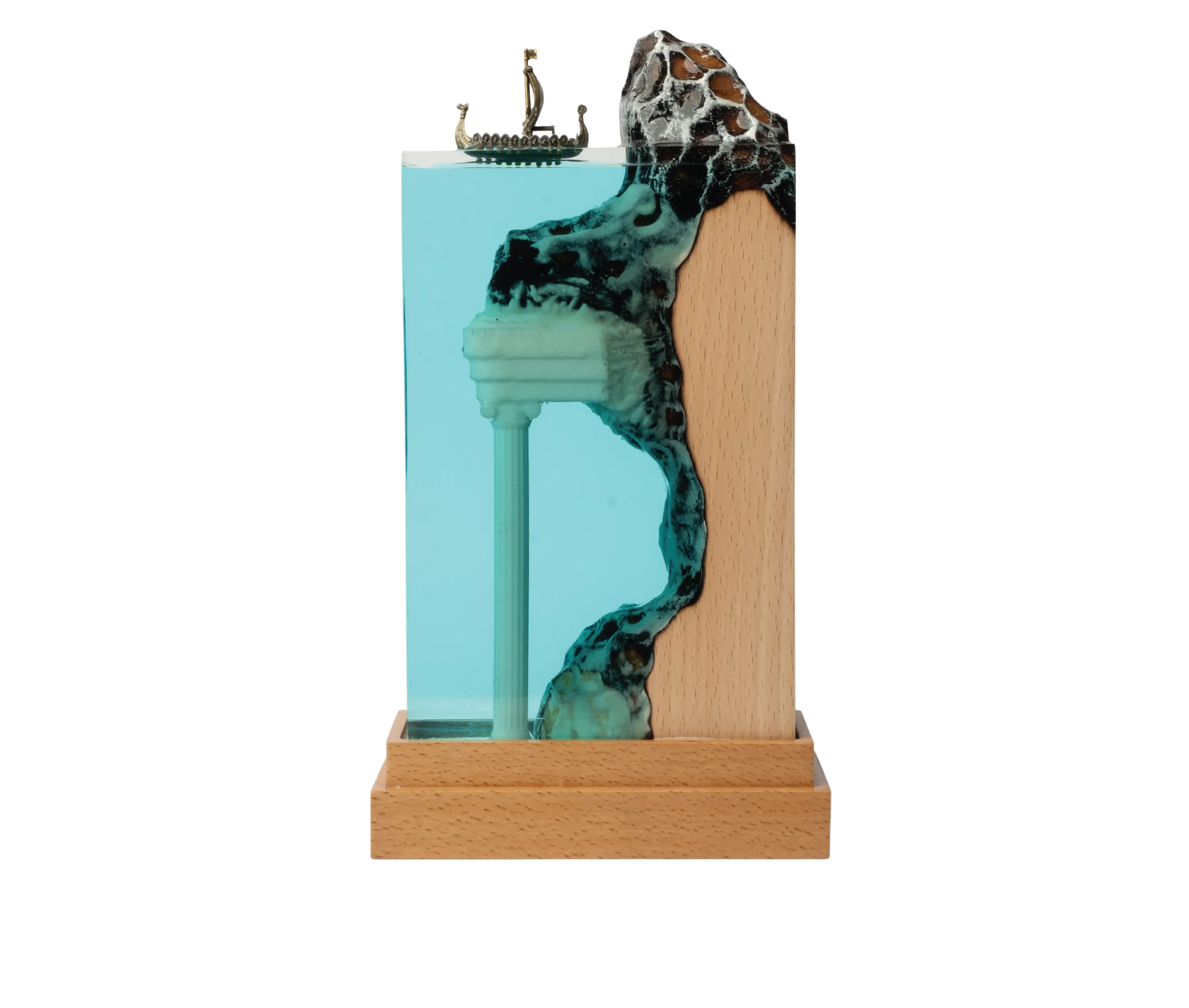 Homemade Wood & Resin Lamp with rockery, Italian Style.. Made for parashuteHome