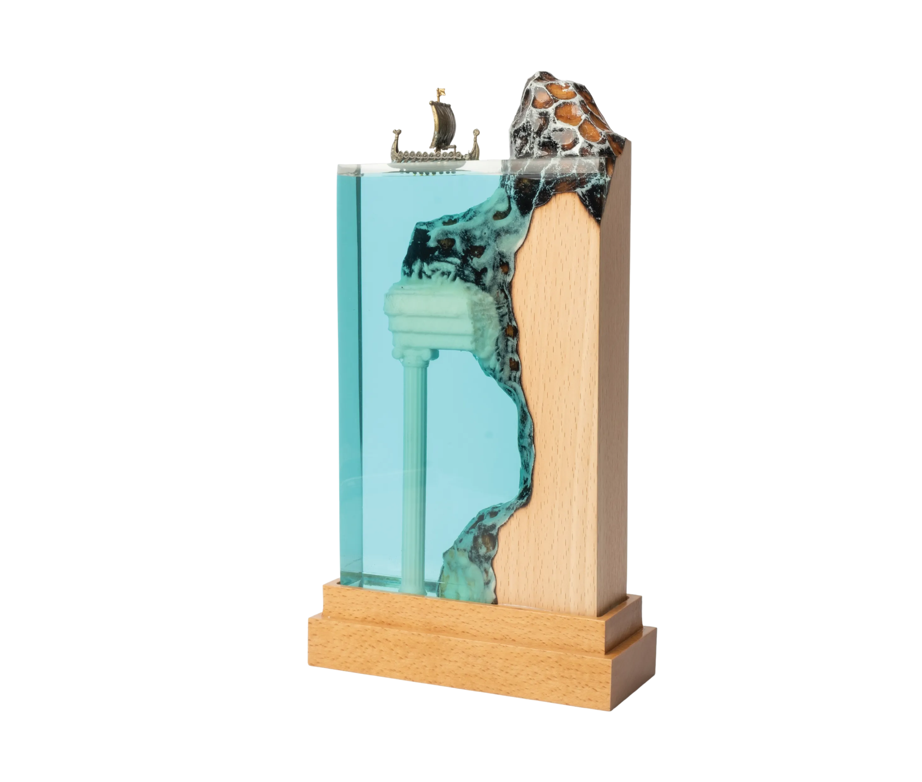 Homemade Wood & Resin Lamp with rockery, Italian Style.. Made for parashuteHome