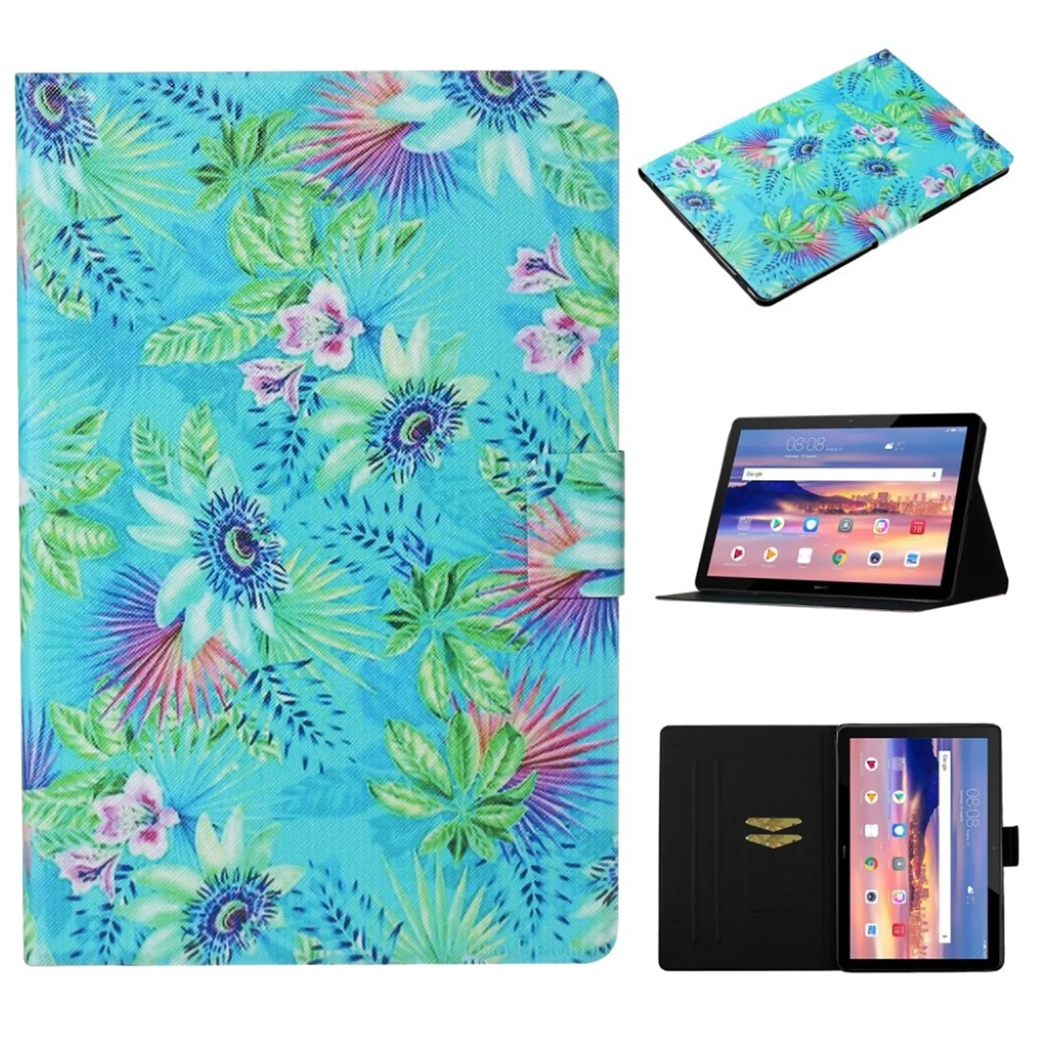 Huawei MediaPad T3 10 cool pattern leather flip case - Flowers
