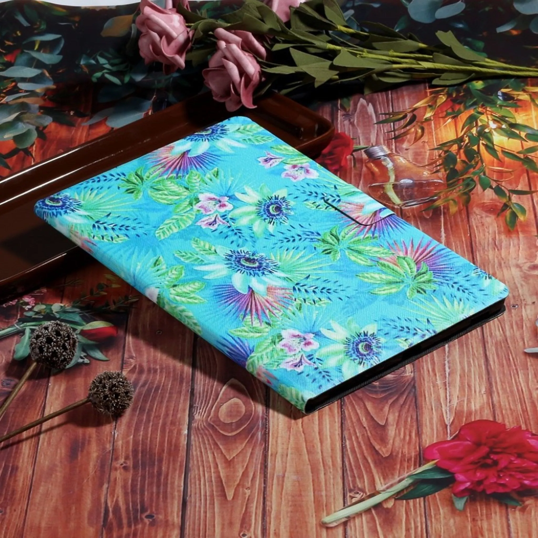 Huawei MediaPad T3 10 cool pattern leather flip case - Flowers