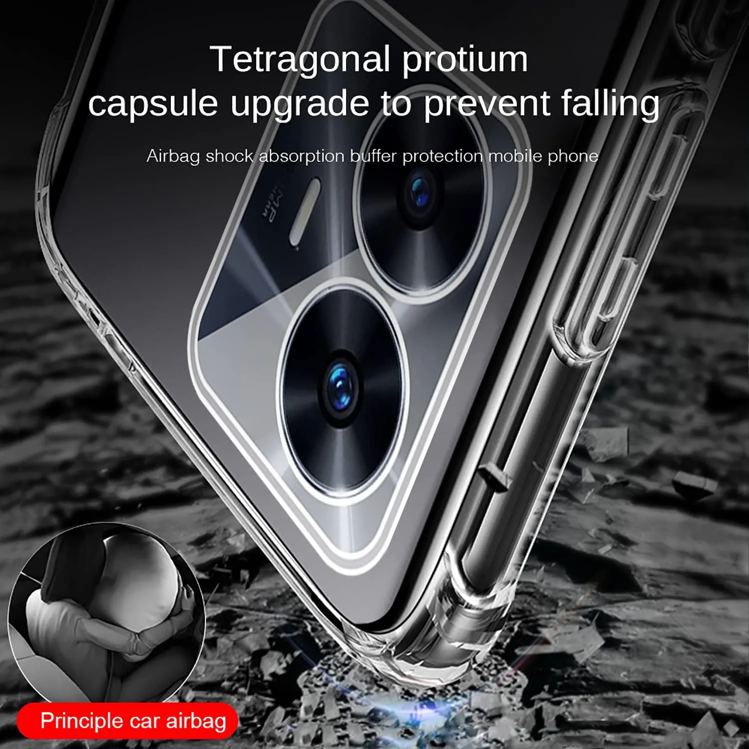 Hugewth Realme C55 Case, Camera Lens Protector with Full Screen Tempered Glass Film (Clear, Special Import)