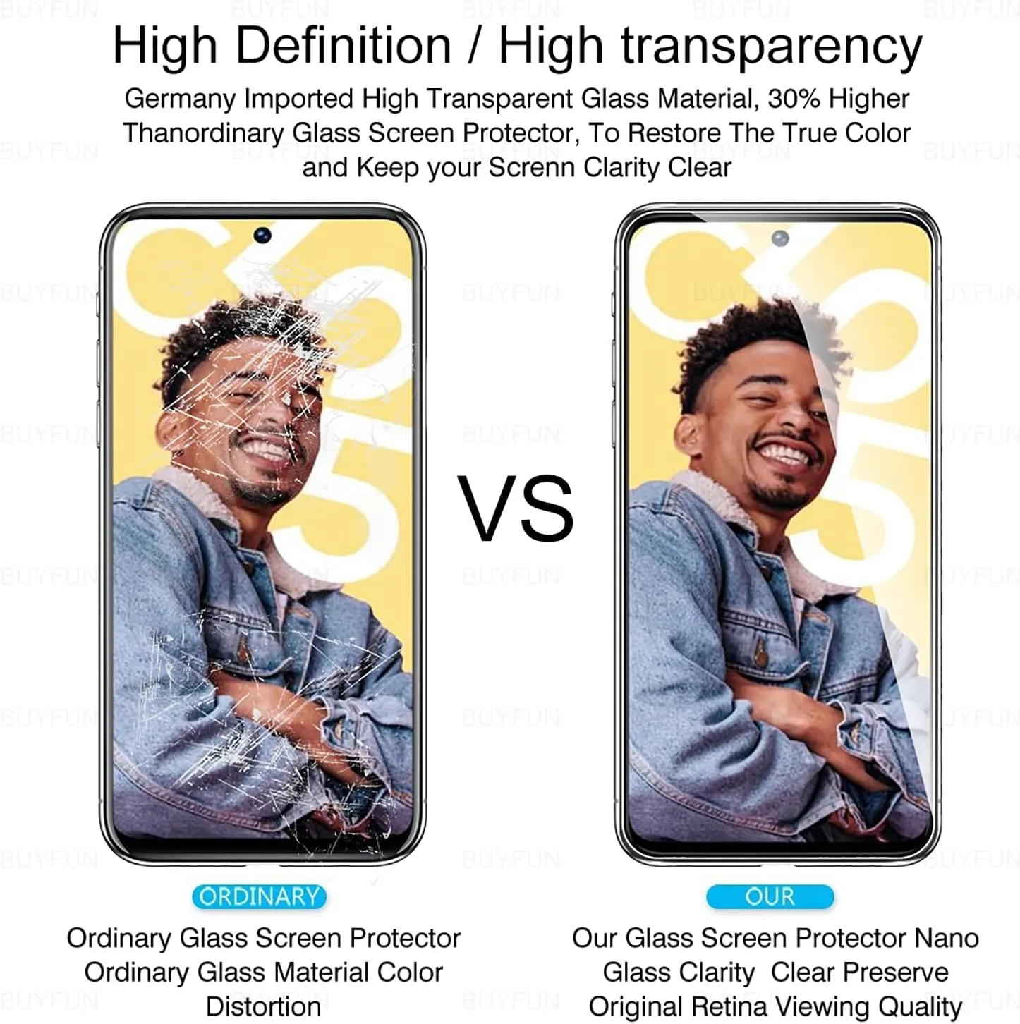 Hugewth Realme C55 Case, Camera Lens Protector with Full Screen Tempered Glass Film (Clear, Special Import)