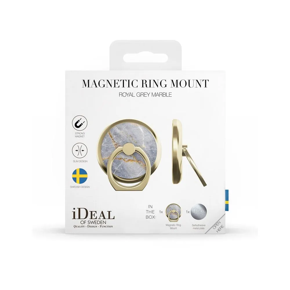 iDeal of Sweden - Magnetic finger grip ring holder 360 degrees for smartphones   magnetic insert (IDMRM-53) - Royal Grey Marble