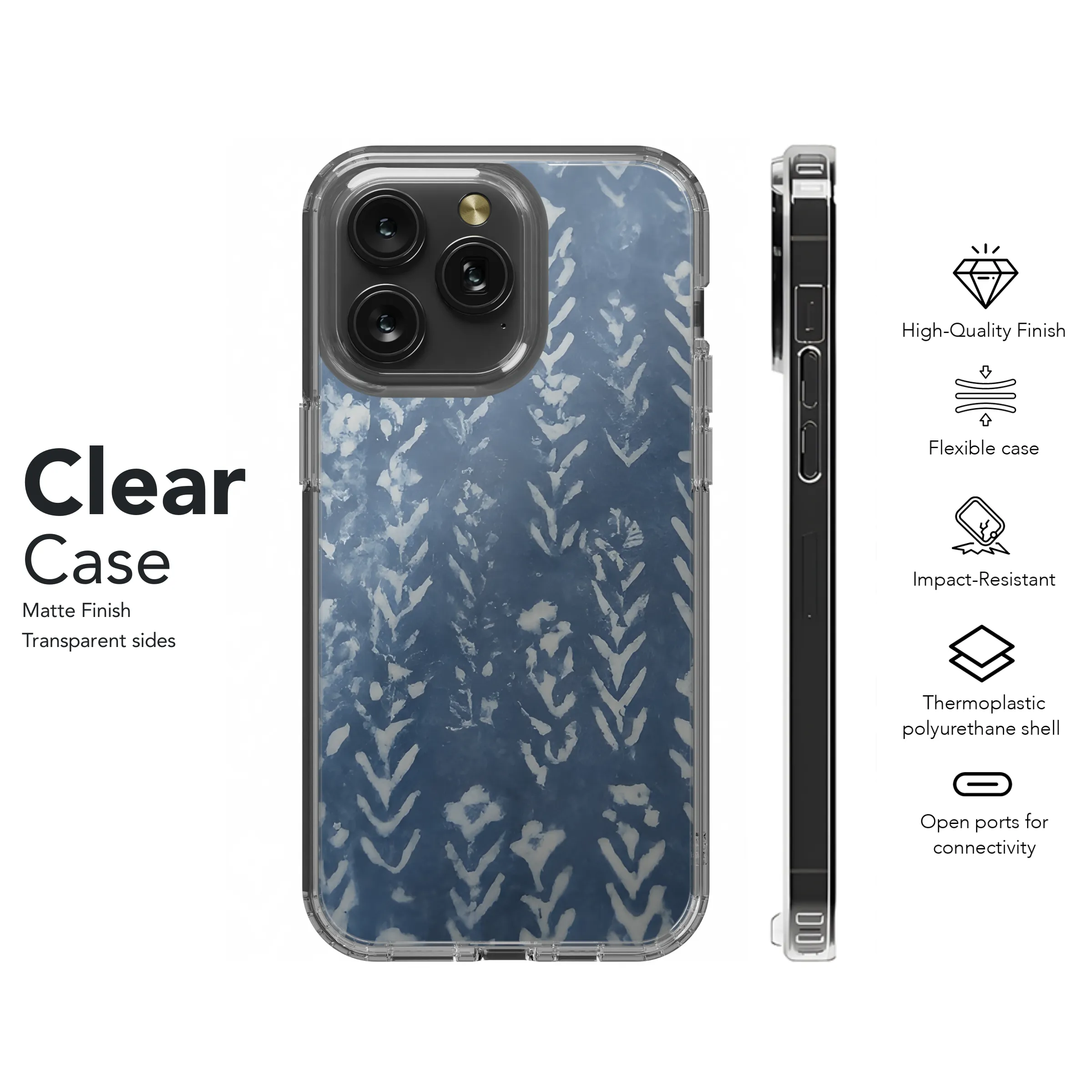 Indigo Diamond Flower Indian Block Phone Case iPhone Samsung Cover Pixel 3691