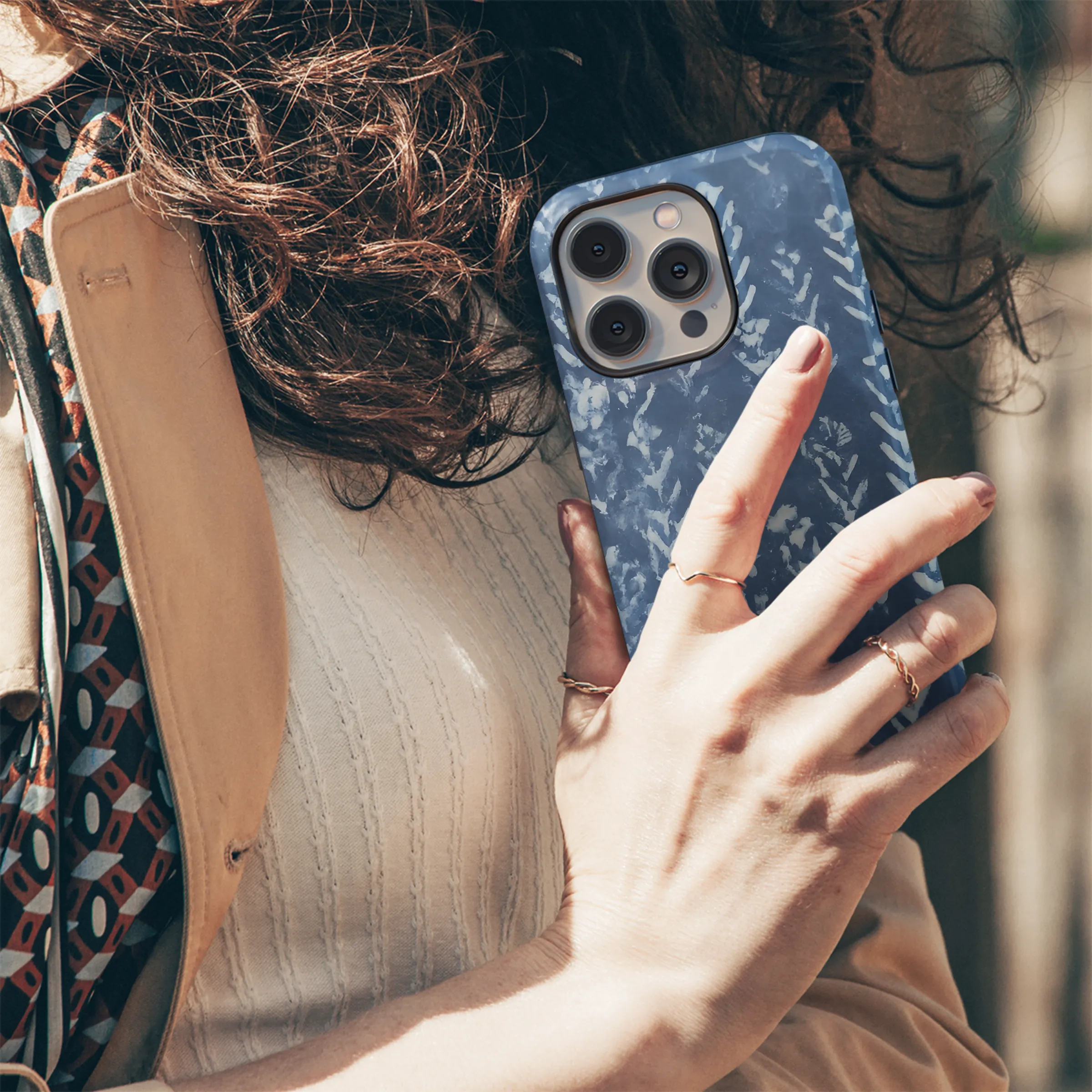 Indigo Diamond Flower Indian Block Phone Case iPhone Samsung Cover Pixel 3691