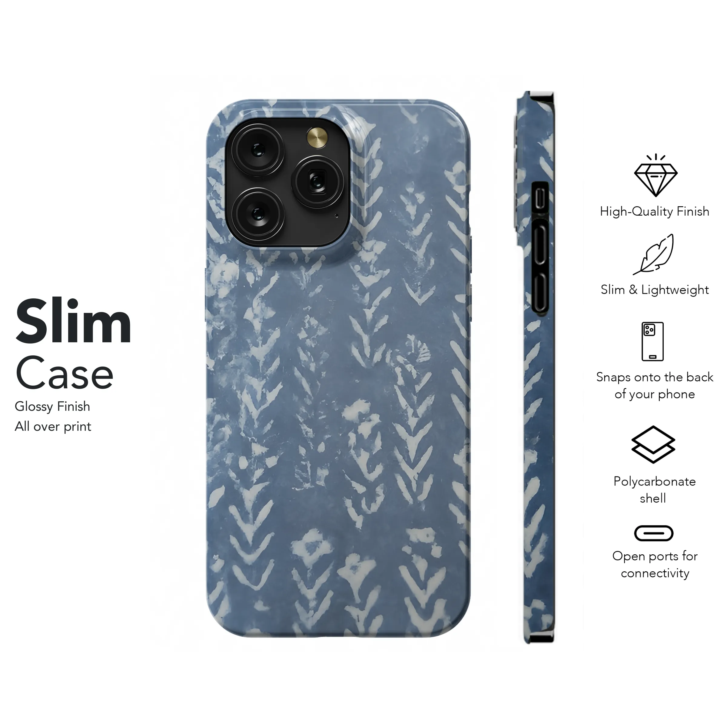 Indigo Diamond Flower Indian Block Phone Case iPhone Samsung Cover Pixel 3691