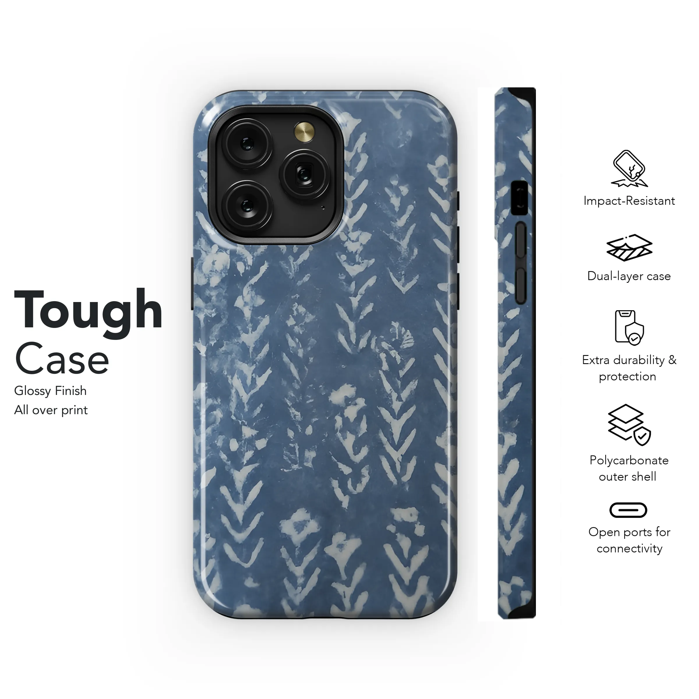 Indigo Diamond Flower Indian Block Phone Case iPhone Samsung Cover Pixel 3691