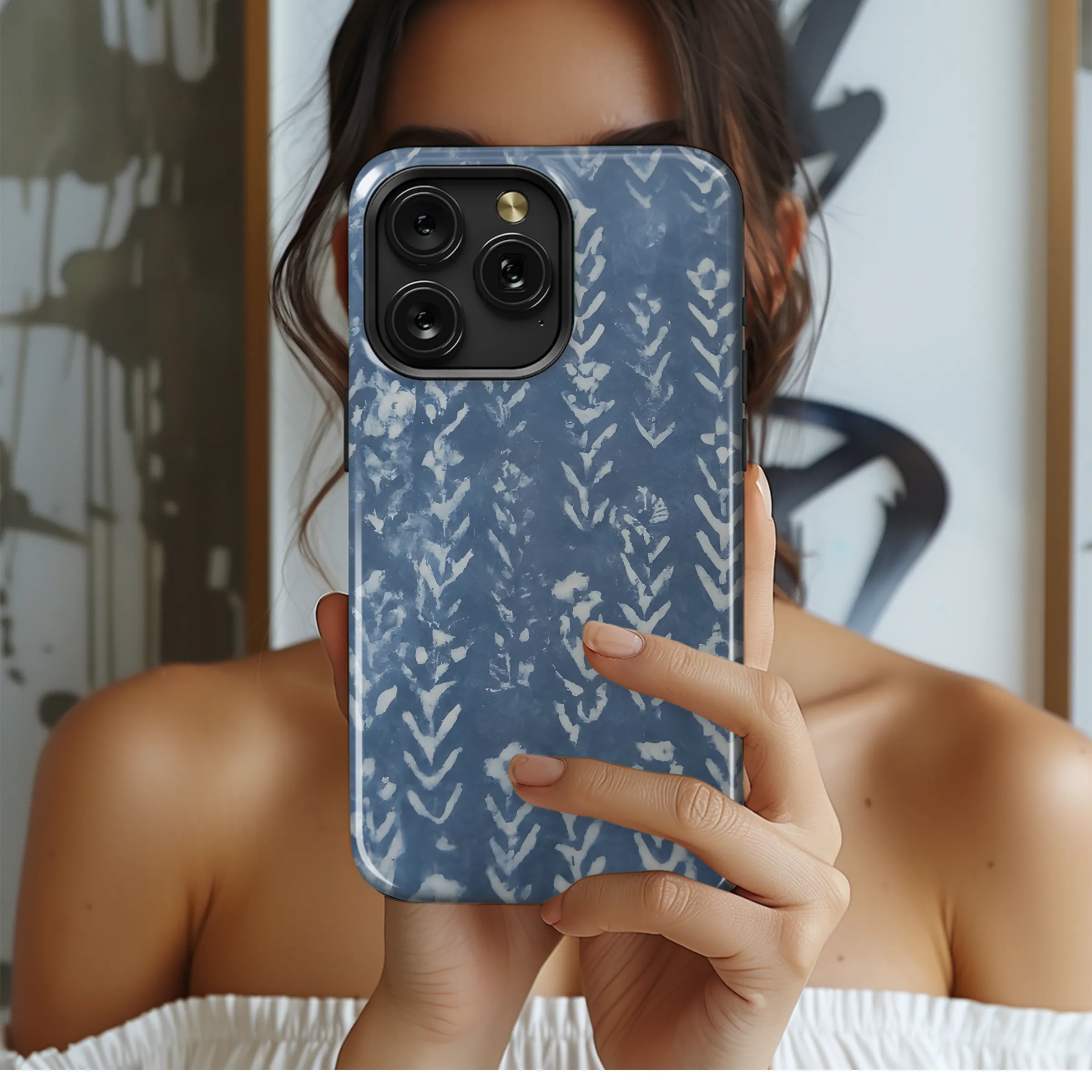 Indigo Diamond Flower Indian Block Phone Case iPhone Samsung Cover Pixel 3691