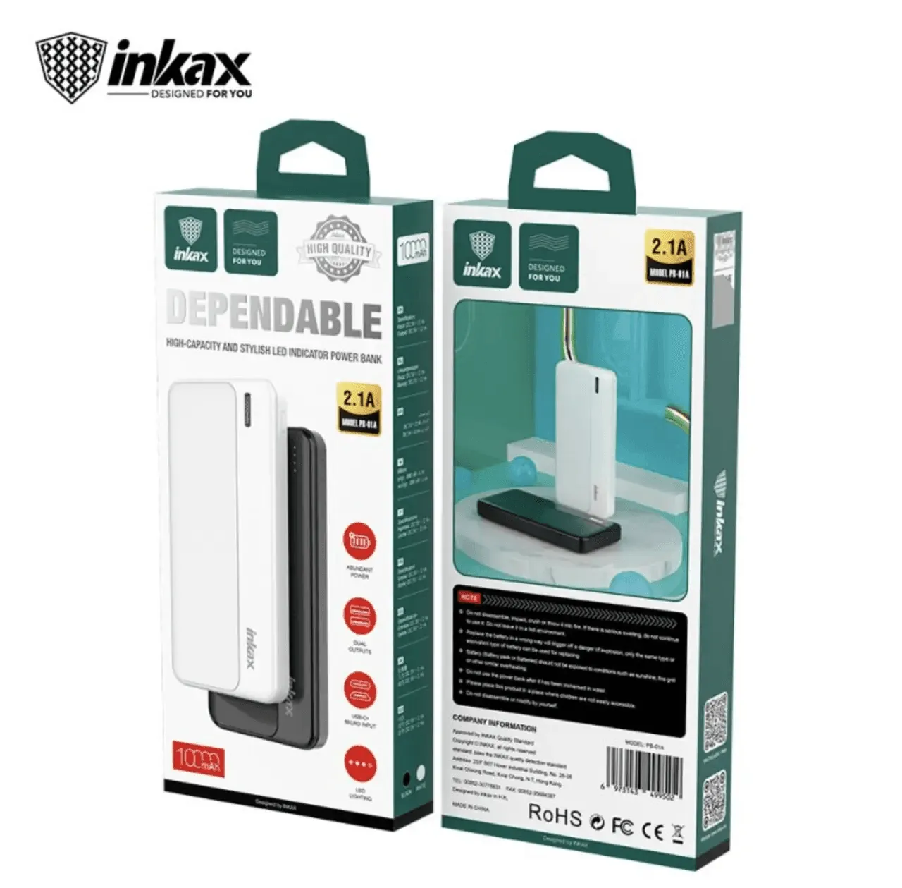Inkax Dependable High Capacity 10000Mah Power Bank PBQ-08