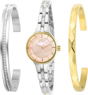 Invicta Angel Quartz Brown Mother of Pearl Dial Ladies Watch and Bracelet Set 29284