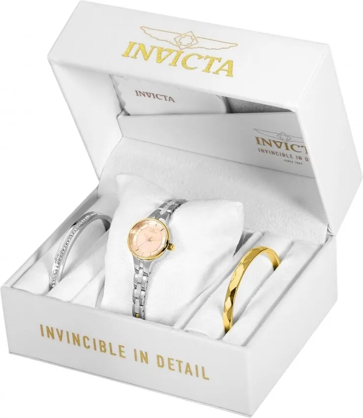 Invicta Angel Quartz Brown Mother of Pearl Dial Ladies Watch and Bracelet Set 29284