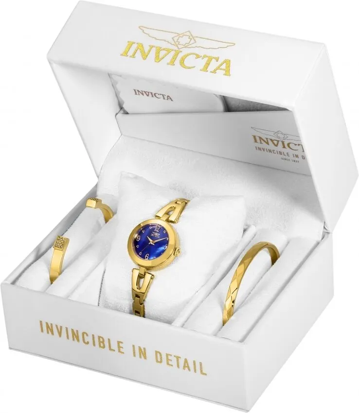Invicta Angel Quartz Crystal Blue Dial Ladies Watch and Bracelet Set 29332