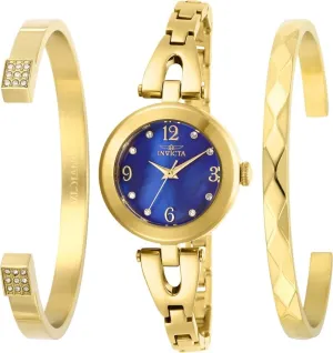 Invicta Angel Quartz Crystal Blue Dial Ladies Watch and Bracelet Set 29332