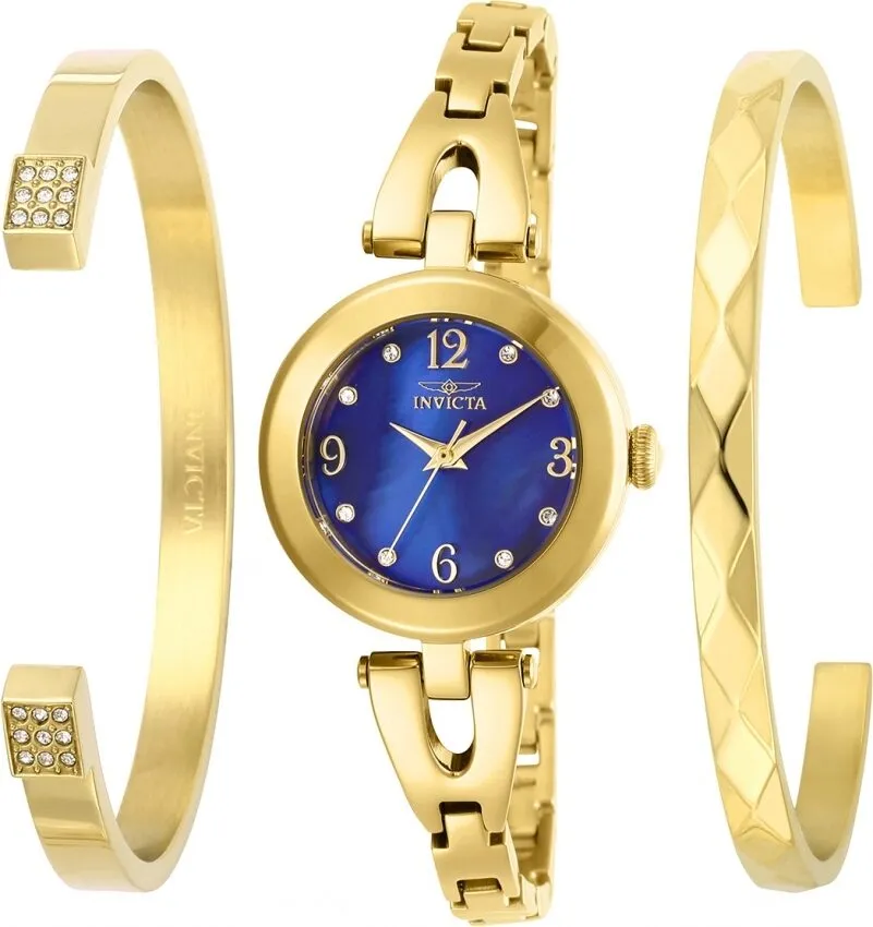 Invicta Angel Quartz Crystal Blue Dial Ladies Watch and Bracelet Set 29332