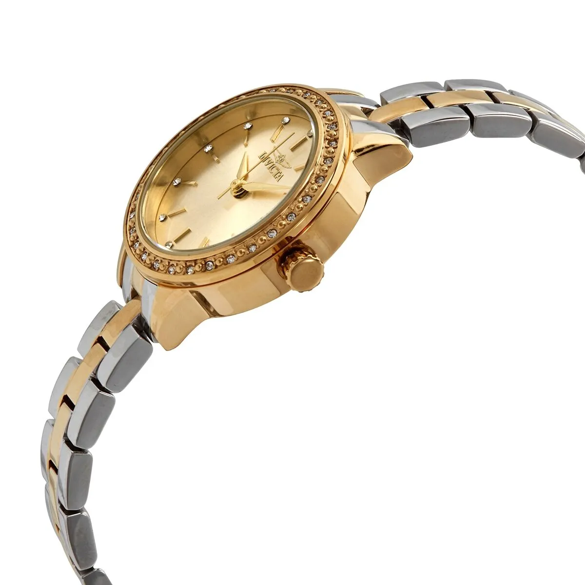 Invicta Angel Quartz Crystal Gold Dial Ladies Watch and Bracelet 29318