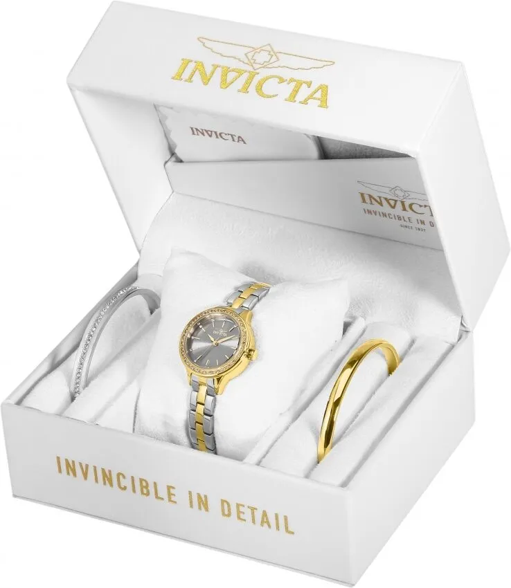 Invicta Angel Quartz Crystal Grey Dial Ladies Watch and Bracelet Set 29317