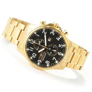 Invicta II Collection Black Dial 18kt Gold-plated Men's Watch 0382