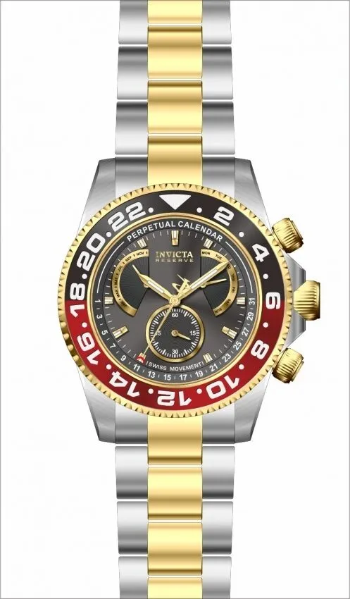 Invicta Reserve Perpetual Chronograph Quartz Charcoal Dial Coke Bezel Men's Watch 29958