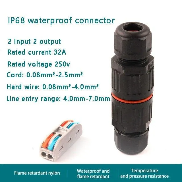 IP68 Electrical Waterproof Connector with Quick Push in Terminal block Conductor