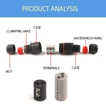 IP68 Electrical Waterproof Connector with Quick Push in Terminal block Conductor