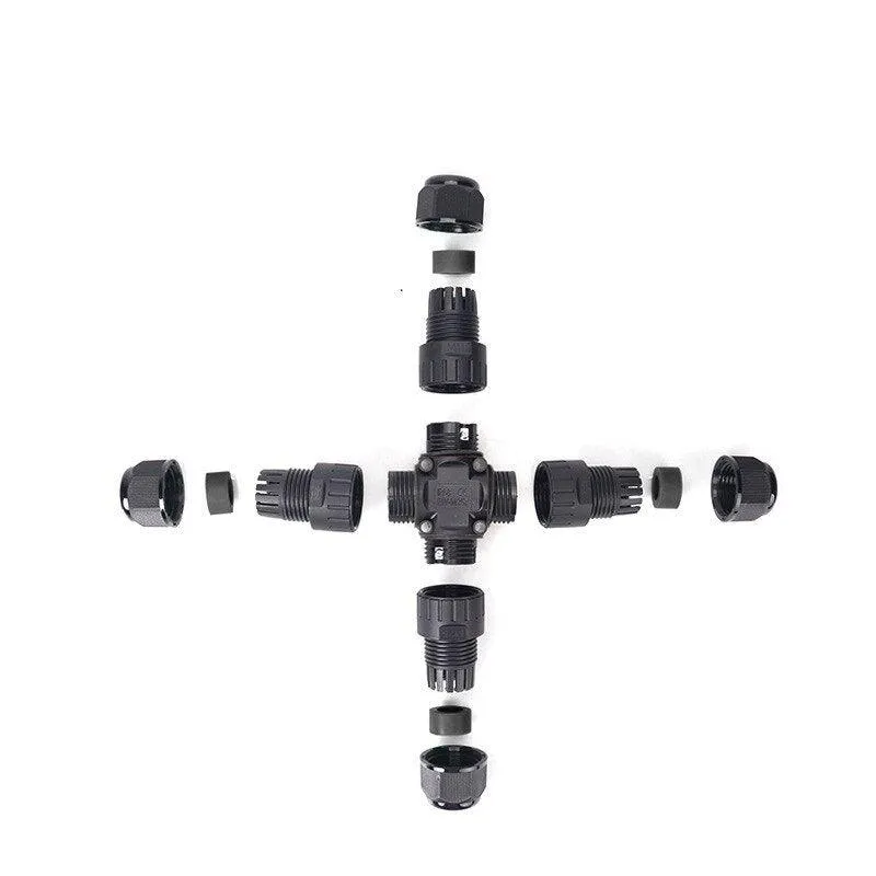 IP68 Waterproof Connector Cross Shape 2/3 Pin Electrical Terminal Adaptor