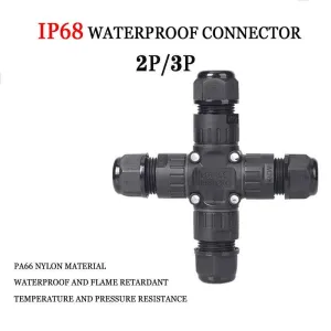 IP68 Waterproof Connector Cross Shape 2/3 Pin Electrical Terminal Adaptor