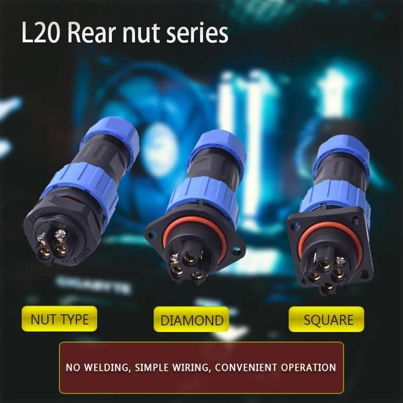 IP68 Waterproof Connector Male Plug &amp; Female Socket 2/3/4 Pin Optional