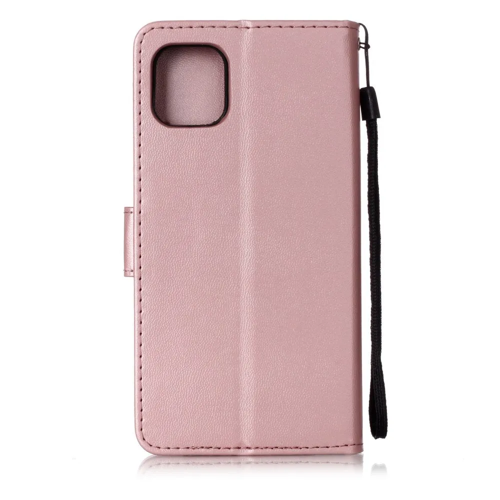 iPhone 11 leather case flip cover with card slots - rose gold