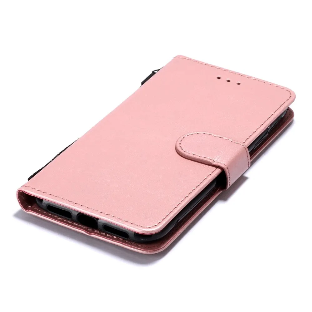 iPhone 11 leather case flip cover with card slots - rose gold