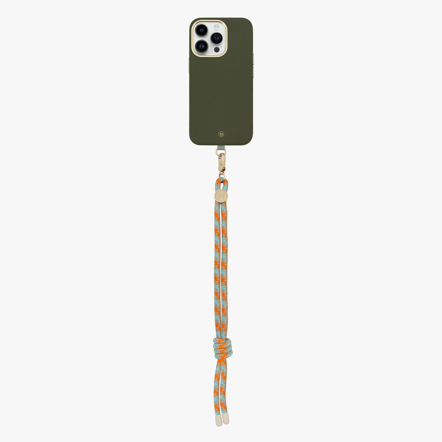 iPhone 13 Leather MagSafe Case with Wrist Rope Strap