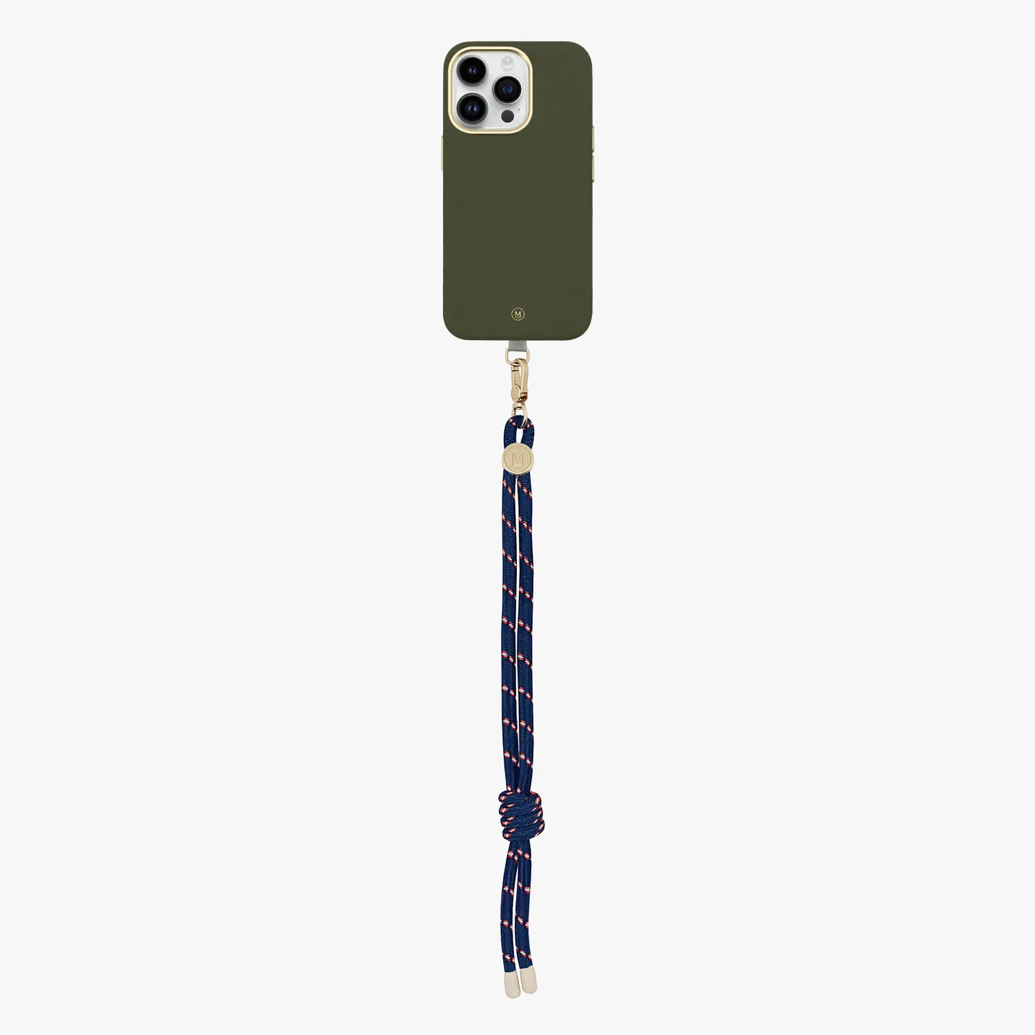 iPhone 13 Leather MagSafe Case with Wrist Rope Strap