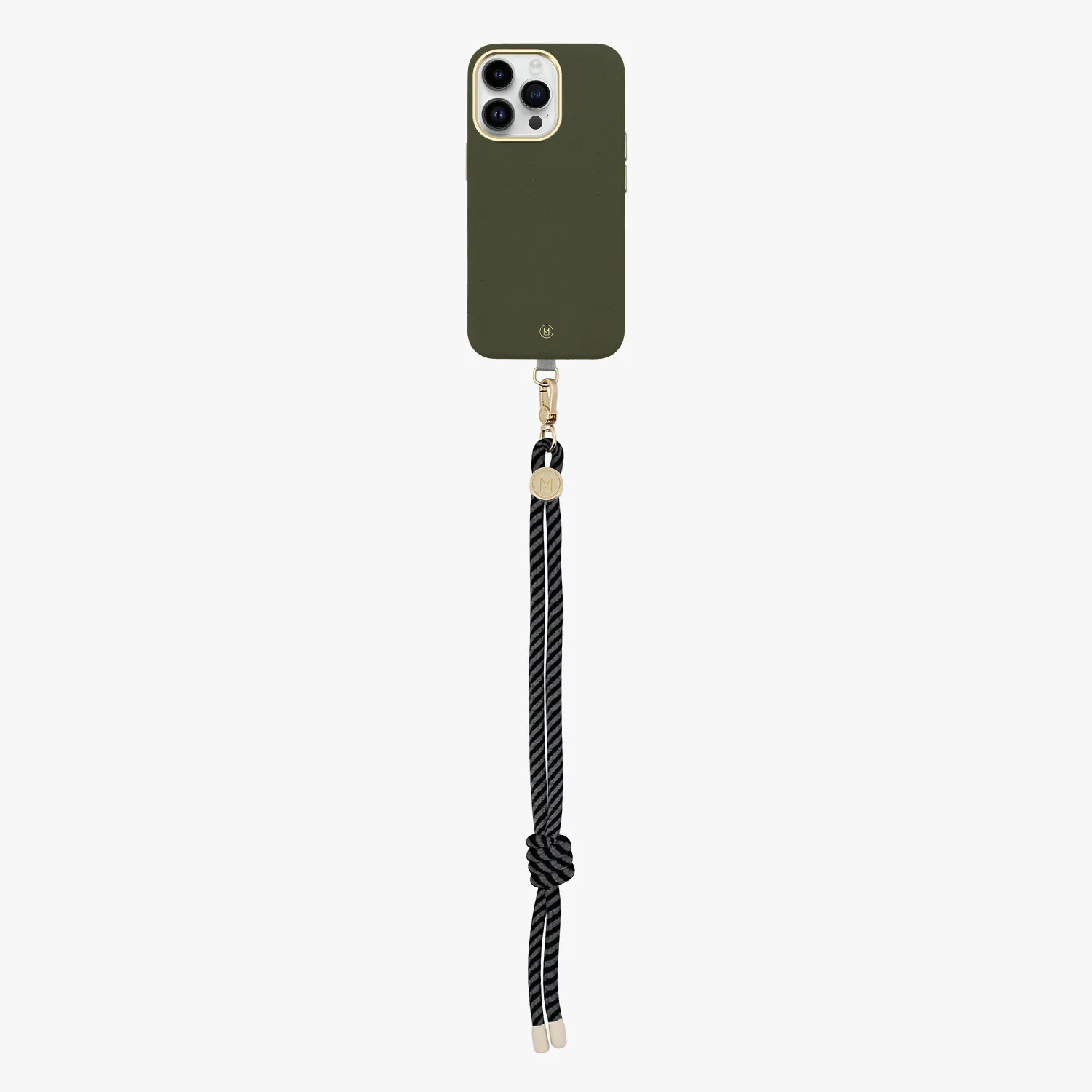 iPhone 13 Leather MagSafe Case with Wrist Rope Strap