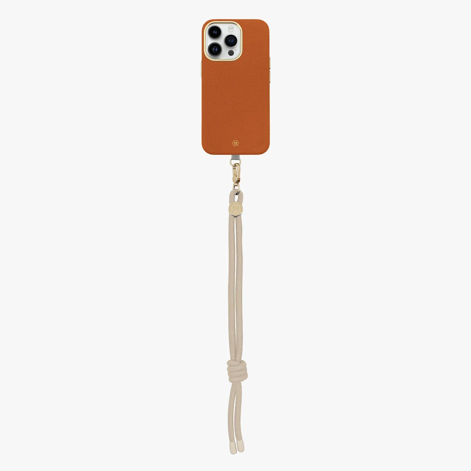 iPhone 13 Leather MagSafe Case with Wrist Rope Strap