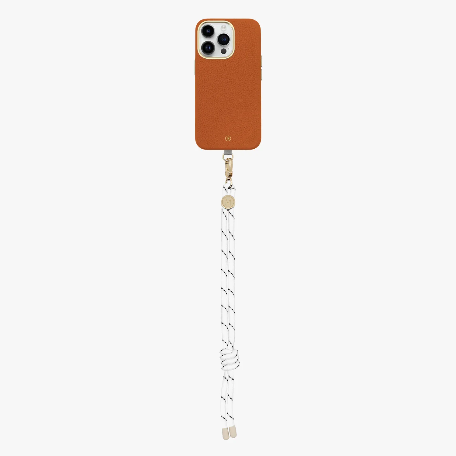 iPhone 13 Leather MagSafe Case with Wrist Rope Strap
