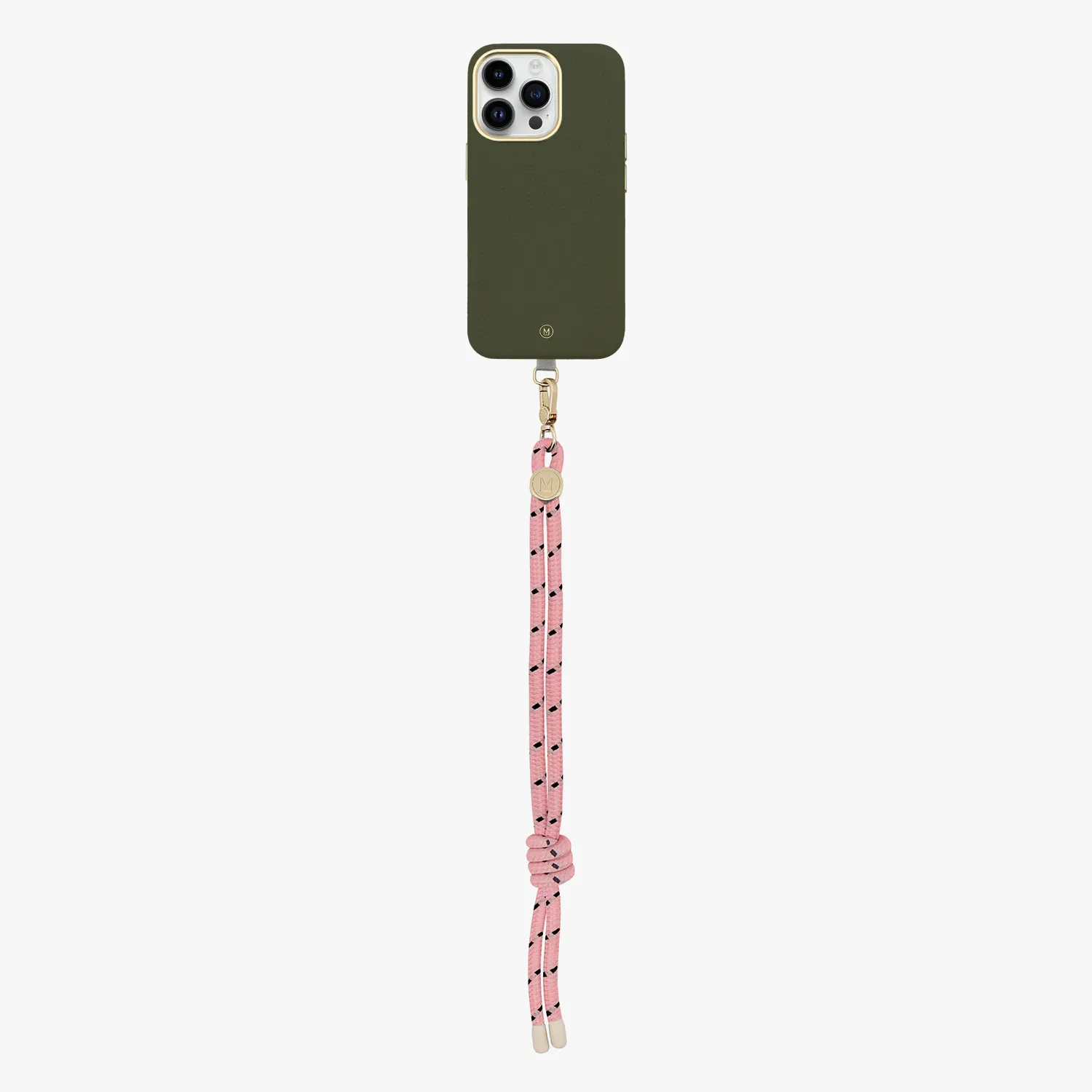 iPhone 13 Leather MagSafe Case with Wrist Rope Strap