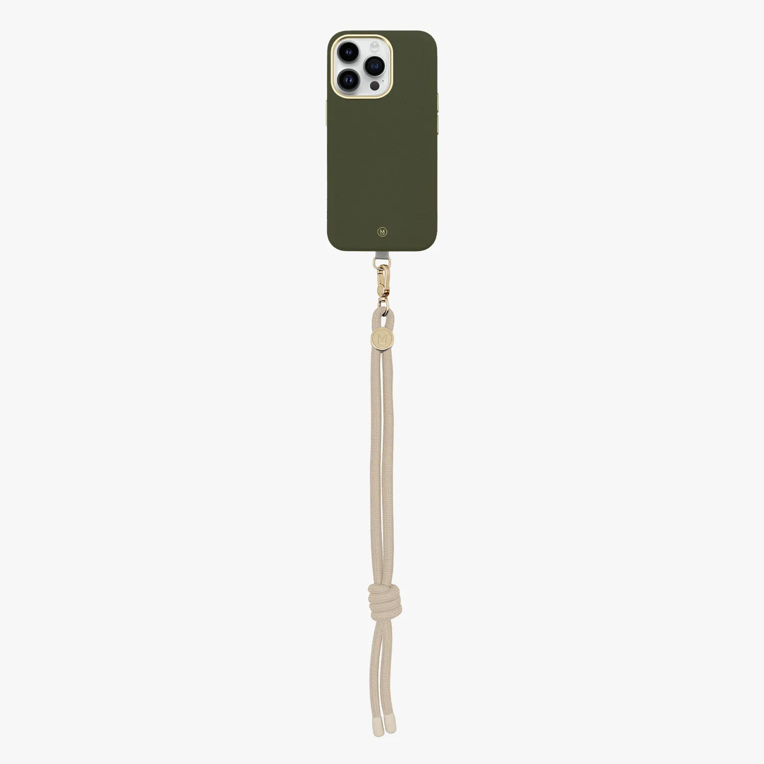 iPhone 13 Leather MagSafe Case with Wrist Rope Strap