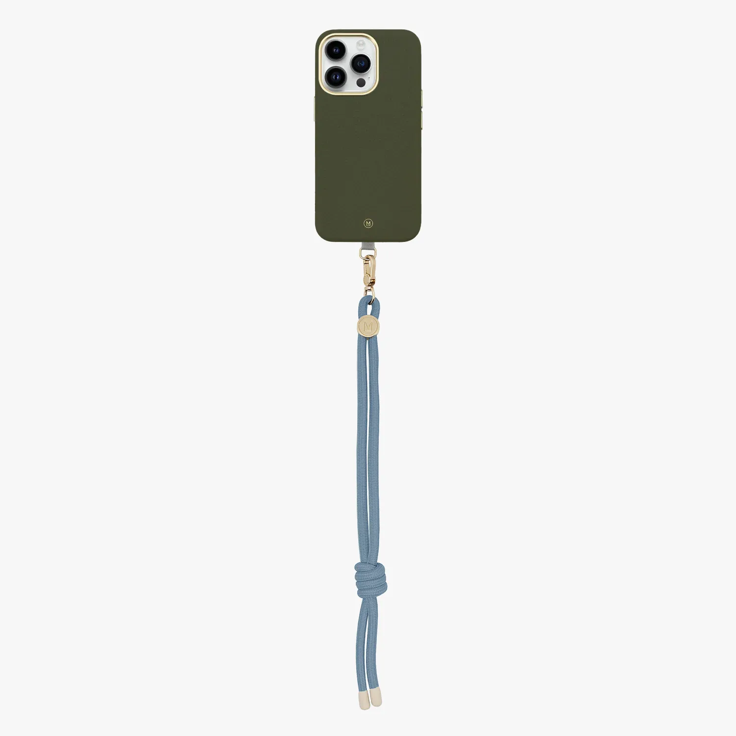 iPhone 13 Leather MagSafe Case with Wrist Rope Strap