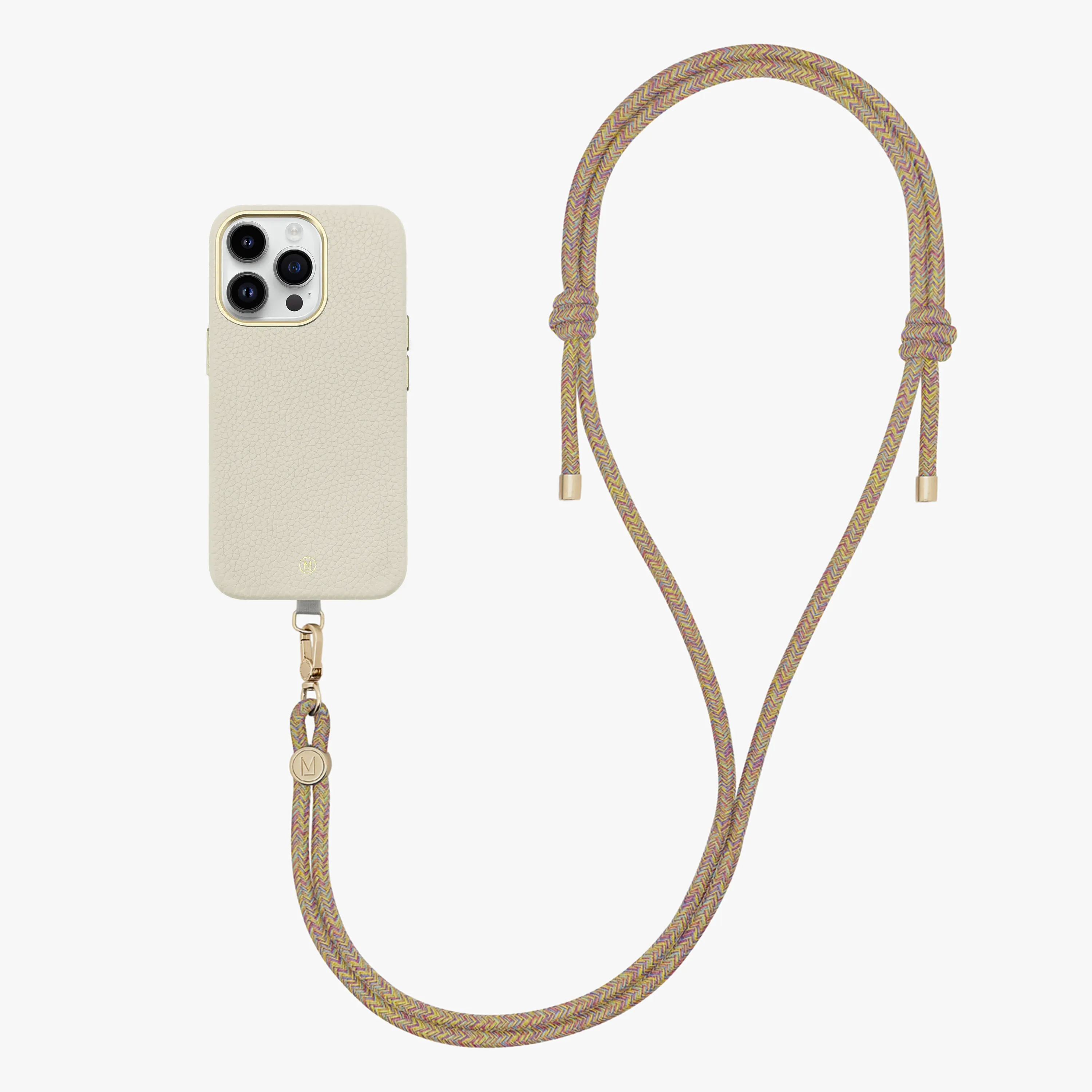 iPhone 13 Pro Leather MagSafe Case with Crossbody Rope Strap